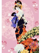 Tapisserie murale portrait poster japonais lé unique geisha
