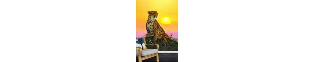 Animaux guépard panthère loup tigre oiseau perroquet pingouin