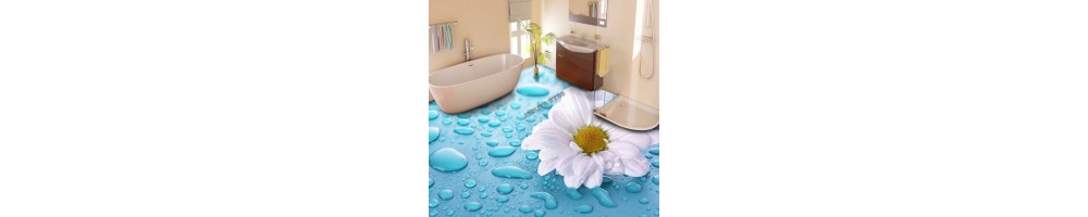 Tapis 3D Lotus Nénuphar Marguerite Rose - Revêtement Sol Fleur
