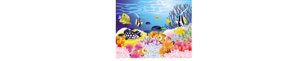 Tapisserie Océan Poisson Corail Dauphin Orque Ville Engloutie