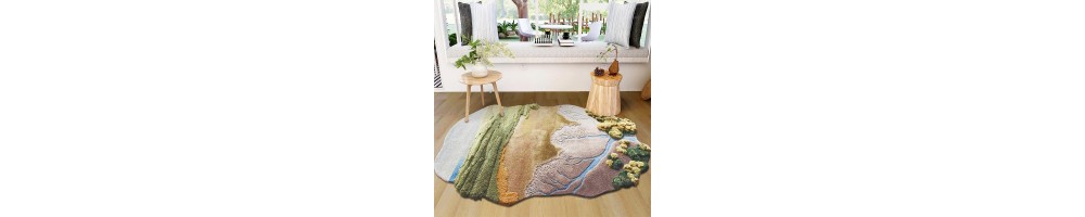 Tapis Moderne Contemporain Triangle Trapèze Nuage Multicolore