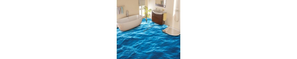 achat revêtement sol 3D tropme l'oeil salle de bain