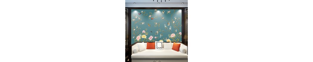 Tapisserie vintage fleur et oiseau - Papier Peint Chinoiserie