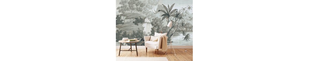 Papier Peint Design Panoramique Jungle Oiseau Forêt Tropicale