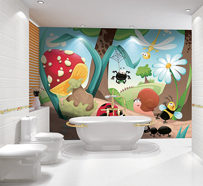 Plaque PVC décoratif étanche dessin ludique salle de bain enfant