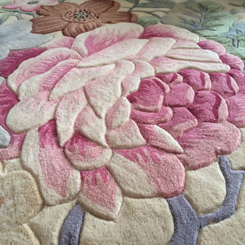 tapis artisanal tuffting main sur mesure en laine de Nouvelle-Zélande velours doux en relief.