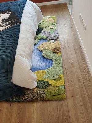 tapis 3d descente du lit surface en relief en laine de Nouvelle-Zélande fait à la main paysage nature lac bleu végétation d'automne.