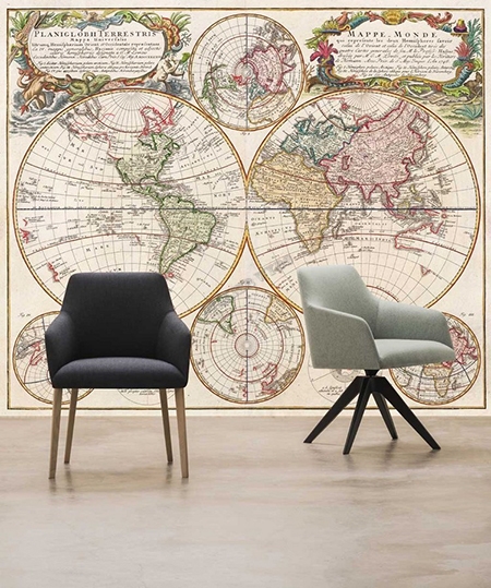 Poster panoramique carte du monde sur tout le mur